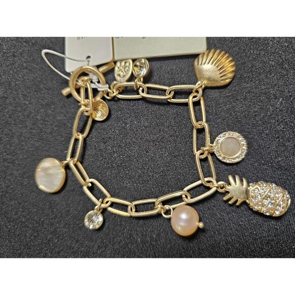 Tommy Bahama Gold Tone Charm Bracelet with Pineapple & Shells - Picture 4 of 6